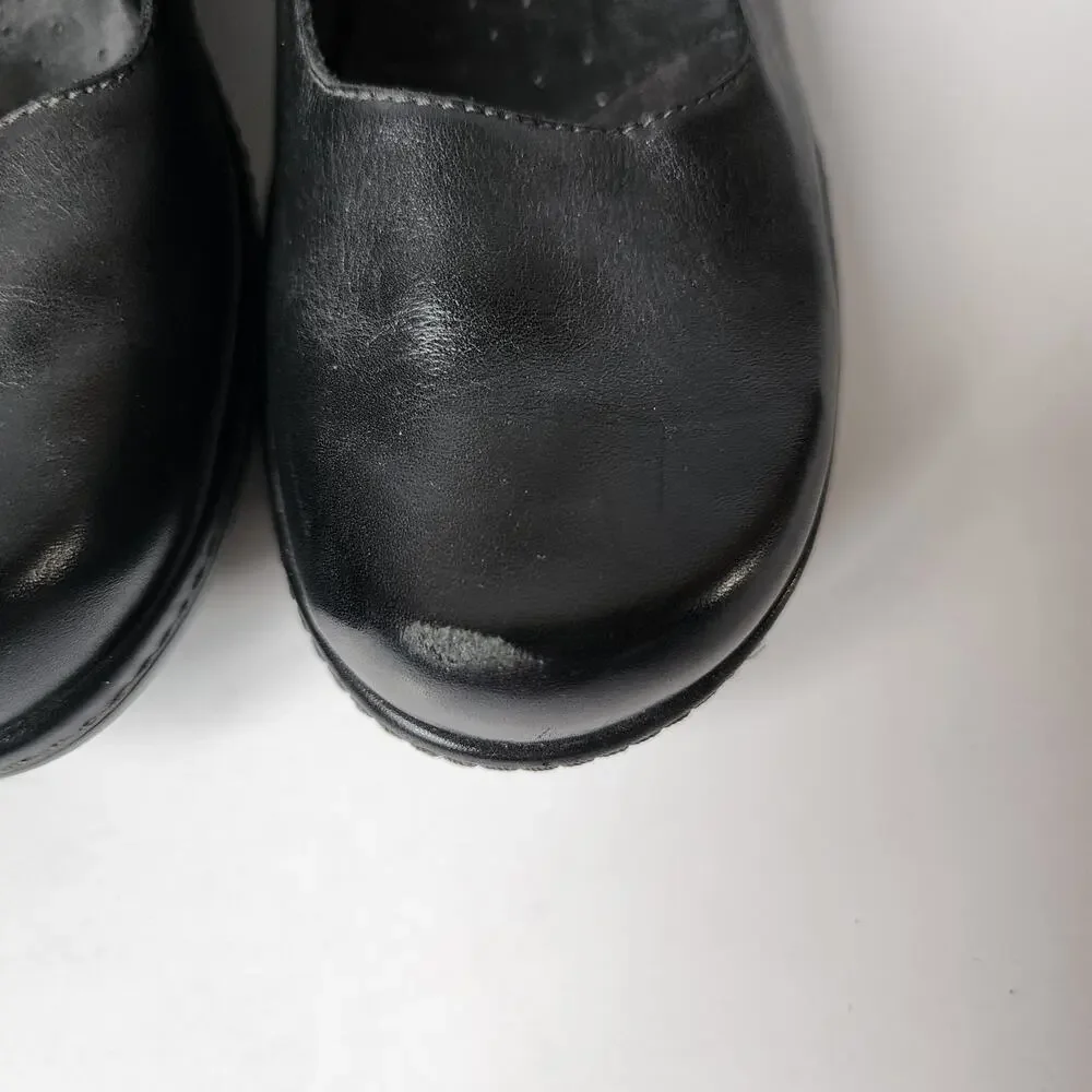 ECCO Shoes Womens Size 37 EU 6.5 US Clogs Mary Jane Wedge Black Leather Buckle - Picture 7 of 11